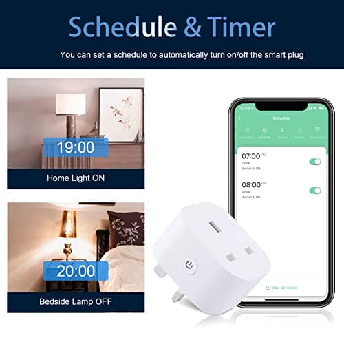ANTELA Smart Plug with Energy Monitoring, Alexa Voice Control, 2,4GHz WiFi Plug, Smart Life APP Wireless Remote Control and Timer Function, Work with Alexa and Google Home, 13A (4 Packs) — view 6