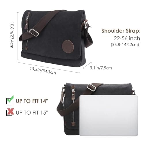 kaGeneric267.13- Canvas Messenger Bag Laptop Bag For Men Women For School Work Travel Full Grain Leather Messenger Bag for Men (Grey, One Size) — view 6