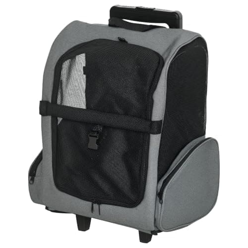 PawHut 2 in 1 Dog Backpack and Trolley, Pet Travel Backpack, Grey