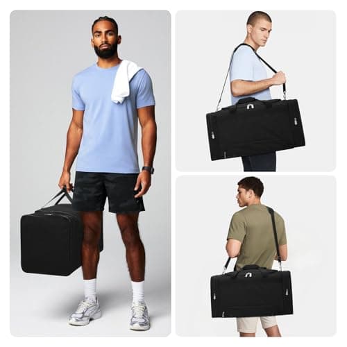 LONALIA 54L Mens Sports Gym Bag with Shoes Compartment - 24 inch Holdall Duffle Bags for Football Fitness Weekend (Black) — view 6