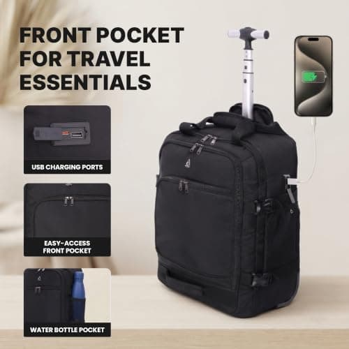Aerolite 45x36x20cm easyJet Trolley Backpack, 2 Wheels, Business — view 5