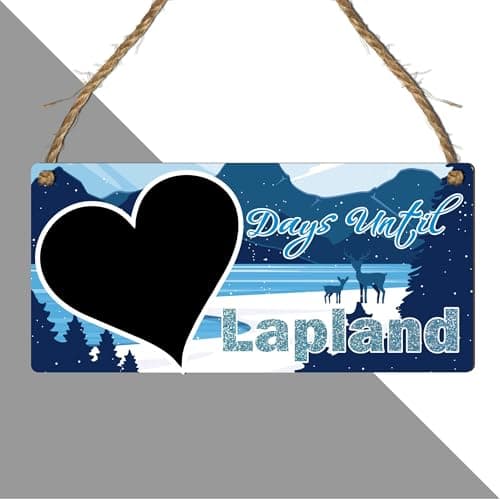 "Days Until Lapland" Countdown Plaque - Northern Lights & Winter Wonderland Chalkboard Sign for Christmas Holiday Countdown (Blue, With Pen, Small: 19 cm (W) × 9 cm (H)) — view 4