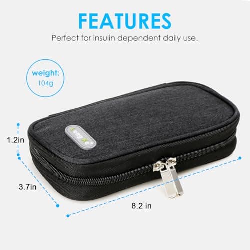 YOUSHARES Medicine Cool Bag - Monjaro Cooler Travel Case with 2pcs Ice Packs for Diabetic Supplies, Insulin Pen Cooler Travel Case Keep Medicine Cool While Traveling (Black) — view 4