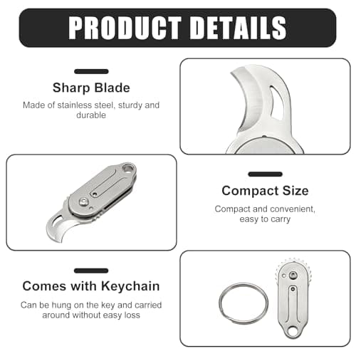 1Pc Mini Multi Tool Pocket Box Opener with Curved Profile, Folding EDC Utility Opener, Compact Titanium-Finish Pocket Tool for Packaging, DIY Tasks, Travel & Everyday Carry — view 3
