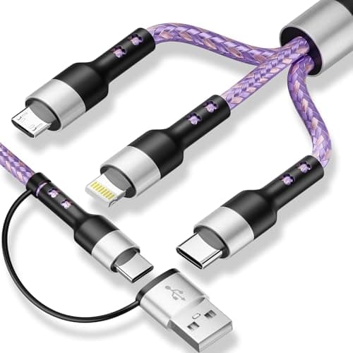 Travel Essentials, 3 in 2 Multi Charging Cable USB C Charger for iPhone 17, Multi Charger Cord with Type C/IP/Micro USB, Compatible for iPhone 17 to 11, Android, Galaxy, iPad, Data Sync, 5 FT