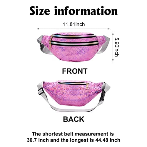 Smilcloud 2 Pack Holographic Bumbag Shiny Waist Bag, Waterproof Neon Belt Bag Festival Rave Bumbags Waterproof Hip Pouch for Ladies Women Ladies Girls Travel Party Sports Running Hiking(Pink) — view 2