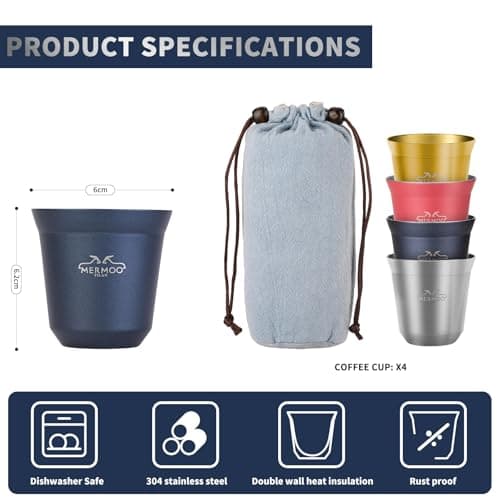 MERMOO YILAN Stackable Espresso Cup 80ml 4pcs/Set with Storage Pouch — view 2