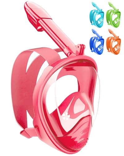 HINATAA Snorkel Mask for Kids, 180 ° Panoramic View Free Breathing Full Face Snorkeling Mask Anti-Fog and Anti-Leak Suitable For Children Aged 4-15 (Pink)