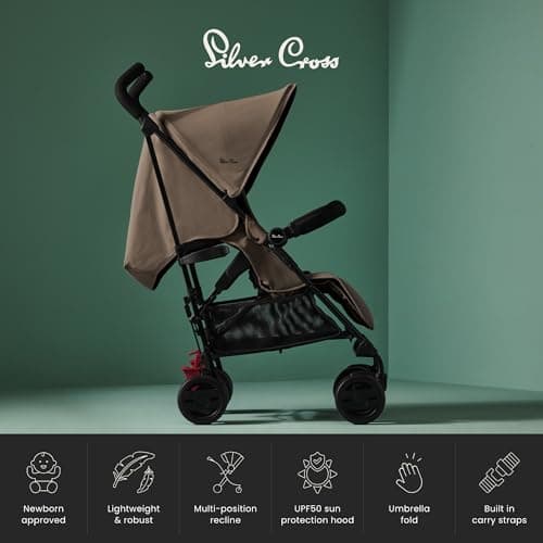 Silver Cross - Pop Pushchair - Foldable Travel Stroller - Buggy - Adjustable/Lie Flat Seat - Newborn to 4 Years - Cobble — view 5