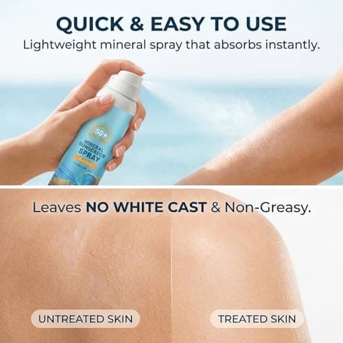 Mineral Sunscreen Spray SPF 50+ | Spray Sunscreen SPF 50, Ultra-Light Body & Face Sunscreen SPF S-pray | Broad Spectrum UVA/UVB Protection, No White Cast, Non-Greasy Hydrating Sun Cream S-pray — view 4