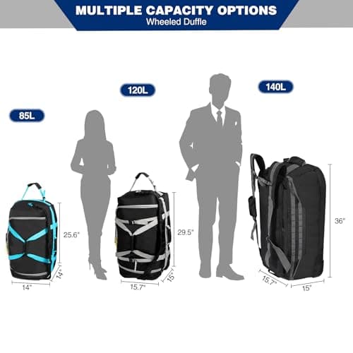 REDCAMP 120L Extra Large Holdall with Wheels,Foldable Wheeled Duffle Bag — view 3