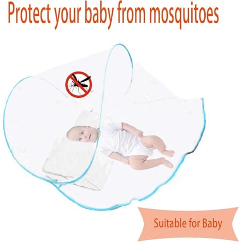 Pop up Mosquito Net, Travel Mosquito Nets, Mosquito Net Travel, for Camping and Outdoor Use, Lightweight Single Bed Mosquito Nets, 140 * 80 * 56cm, Blue ﻿ — view 6