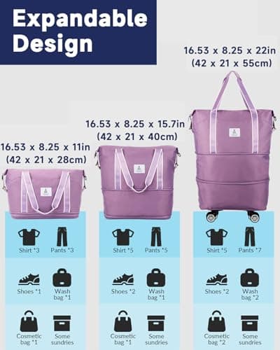 Arxus Rolling Duffle Bag with Wheels 25-55L Travel Handbag Carry-On Luggage — view 4