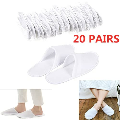 Blendra 20 Pairs Hotel Slippers multipack, White Closed Toe Guest Slippers for Hotel, Spa and Travel, Anti-slip EVA Sole, For Men and Women — view 2