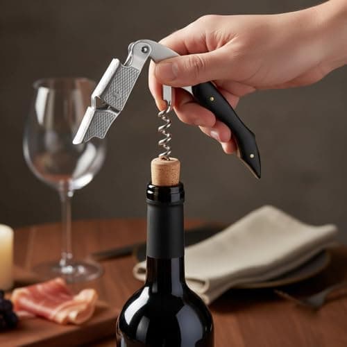 3-in-1 Waiters Friend Corkscrew, Folding Wine Bottle Opener, Black — view 6