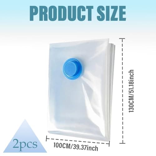Vacuum Bags Extra Large for Duvets, Pack of 2, 100 x 130 cm Storage Bags, Reusable Clothes Bags, Travel Vacuum Bags for Clothes, Bedding, Clothes, Pillows (2) — view 2