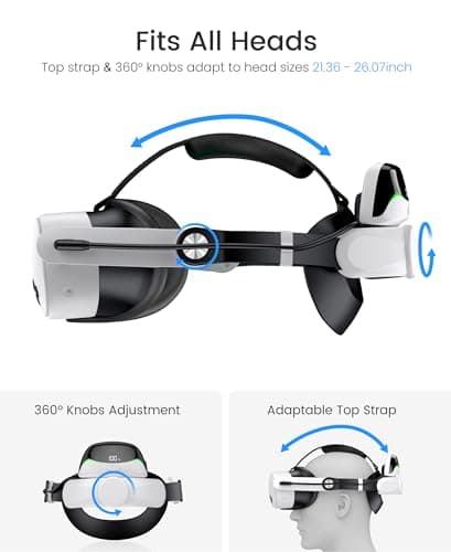 VR Head Strap with 10000mAh Battery for Meta Quest 3/Quest 3S/Quest 2,Comfortable Elite Strap with 45° Flip-Up Design, Adjustable VR Headset Accessories with Magnetic Detachable Battery Pack — view 6