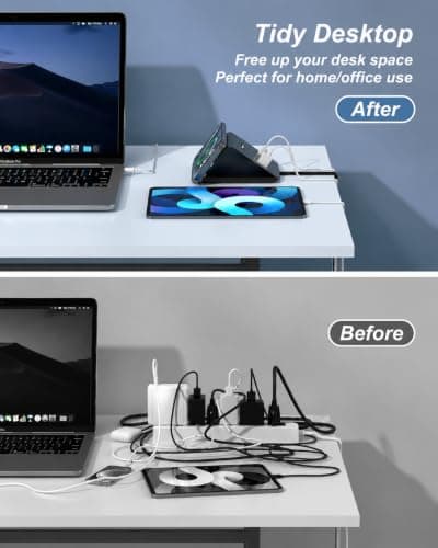 7-in-1 USB C Charging Station with 2×45W PD Ports, 15W Wireless Charger, 6-Port Desktop Charging Hub for MacBook, iPhone, iPad, Samsung, Laptop and More — view 5