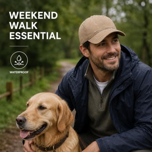 Khaki Waterproof Baseball Cap, UPF 50+ Quick-Dry Reflective Running Hat — view 2