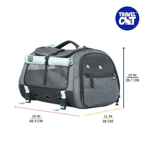 Travel Cat Carrier Bag - Portable Comfort Soft Sided Transpurrter Cat Carrier for Small Medium Cats Kitten up to 30 LBs Airline Approved Backpack with Shoulder Strap (Dark Charcoal) — view 2