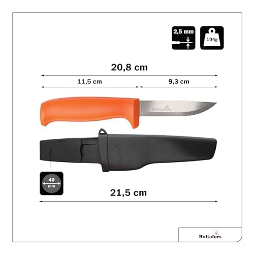 Hultafors Craftsman's knife HVK GH I All-purpose knife with ergonomic handle and Japanese carbon steel blade I Including holster and holder for working trousers I 380010 (Pack of 2) — view 2
