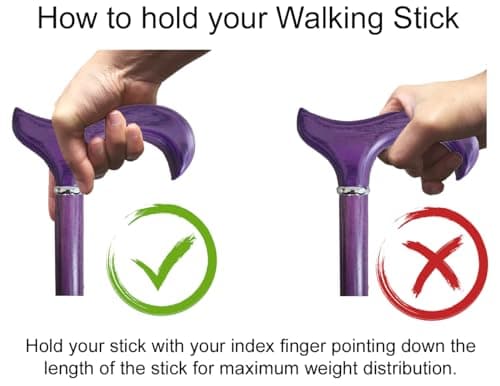 TAMAKA® Ladies Luxury Ash Purple Derby Wooden Walking Stick Cane Funky Stunning Fashionable Womens - 96cm (38") — view 5