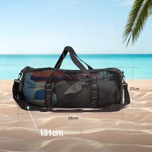 Vilgftyiet Mesh Dive Bag Extra Large Mesh Travel Duffle for Scuba Diving and Snorkeling Gear Equipment - Dry Bag Hold Mask Fins Snorke (Black) — view 4