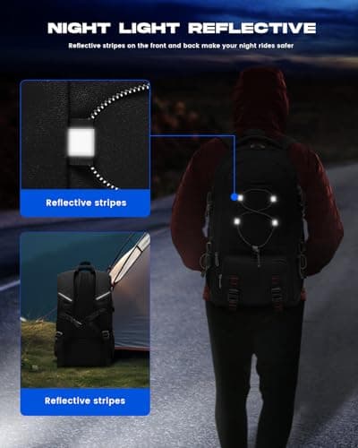 Besttravel Travel Backpack, 45L Hiking Backpacks Water Resistant Multi-functional Trekking Rucksack Travel Laptop Backpack Mens Fits 17.3 Inch Computer for Camping Climbing Cycling, Black — view 5