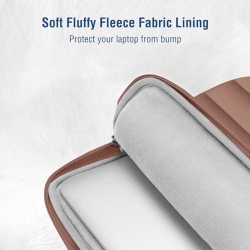 MOSISO 16 inch Laptop Case Puffy Sleeve with Small Bag, Mocha — view 4