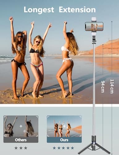 Selfie Stick with 2 Fill Lights, 45'' All-in-One Smartphone Tripod Stand — view 3