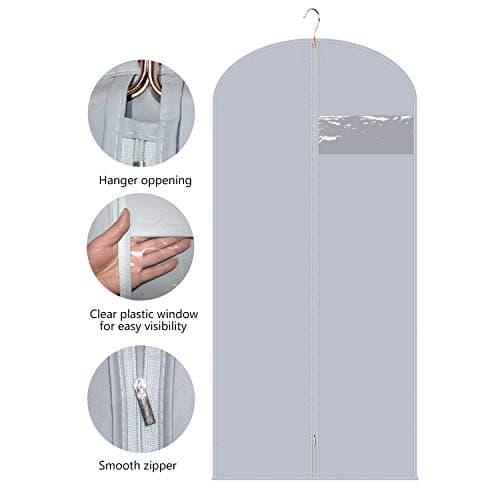 Mr Hsiung & Mrs Yin 60 Inches Long Suit Covers for Men and Women, 3PCS Foldable Garment Bag, Anti-moth Dress Bags Covers Long, PEVA Clothes Covers with Zip, Dust-proof Garment Covers on Open Rails — view 4