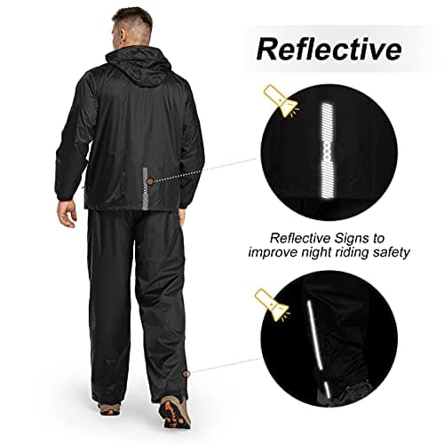33,000ft Men's Waterproof Rainsuit Packable Rain Set with Reflective Strips — view 2