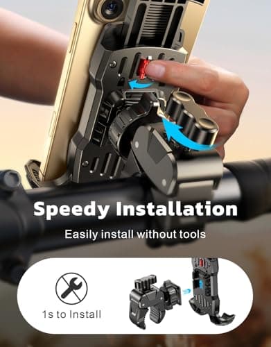 Rolgno Bike Phone Holder, [1s Release & 360° Rotate] Motorbike Phone Mount — view 3