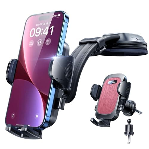 YRU [True Military-Grade & Aluminum Alloy & 360° Rotatable] 2025 Ultimate Car Phone Holder Dashboard Mount 【90+LBS Safest Strongest & Patent Certs】 for iPhone 17 16 15 Pro Max Samsung, Rose Pink