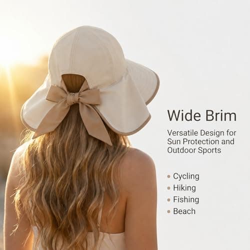 Wide Brim Sun Hat UPF 50+ Uv Protection Beach Hat for Travel Hiking — view 3