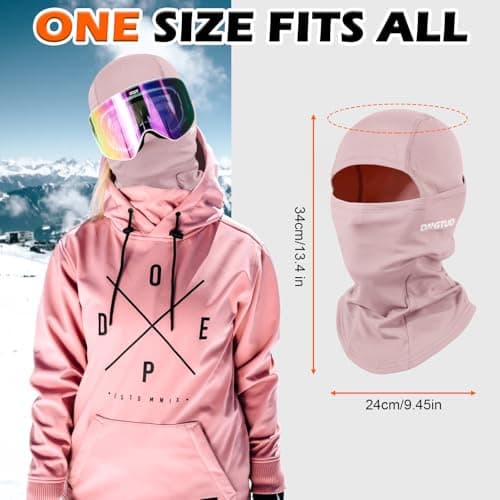 AYPOW Balaclava Winter Thermal Ski Mask, Windproof Face Mask with Warm Fleece Lined Motorcycle Bicycle Balaclava Ski Snood Neck Warmer Unisex for Outdoor Sports Skiing Snowboarding Light Purple — view 6