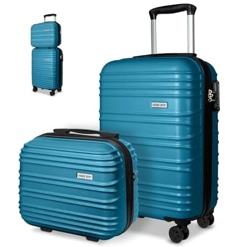 Luggage Depot Cabin Suitcase Set with TSA Lock, ABS Shell, Travel Ice Blue