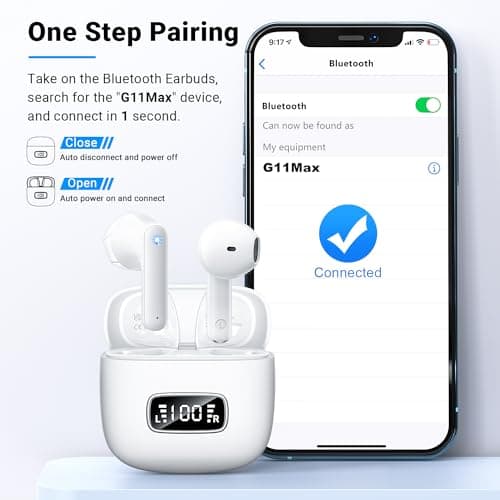 kauguo Wireless Earbuds Bluetooth 5.4,Long Battery Life Lightweight Earphones,Comfortable Fit Wireless Headphones For Small Ears,IPX6 Waterproof Earbuds For Running Gym Work Travel Music Calls — view 6