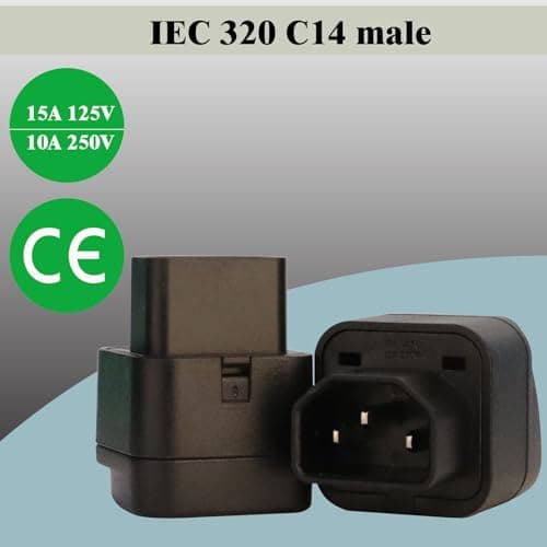 Wirafix C14 to UK Outlet Socket, 4 Pack, IEC 60320 Plug, IEC 320 C14 Male to UK, UK Adapter Plug, C13 Socket Conversion Adapter, Black — view 2