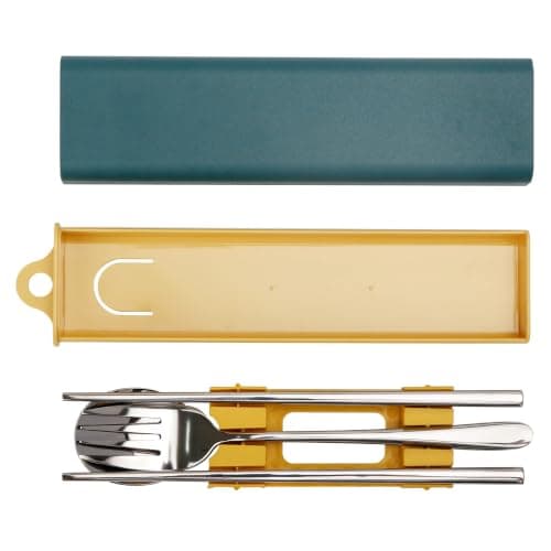 EXZACT 18/10 Stainless Steel Travel Cutlery Set with Case and Chopsticks — view 5