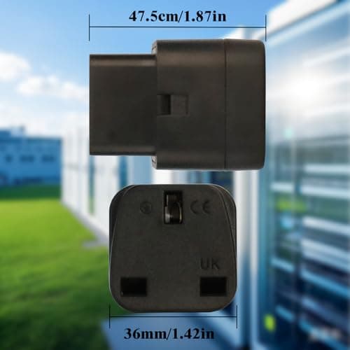 Wirafix C14 to UK Outlet Socket, 4 Pack, IEC 60320 Plug, IEC 320 C14 Male to UK, UK Adapter Plug, C13 Socket Conversion Adapter, Black — view 3