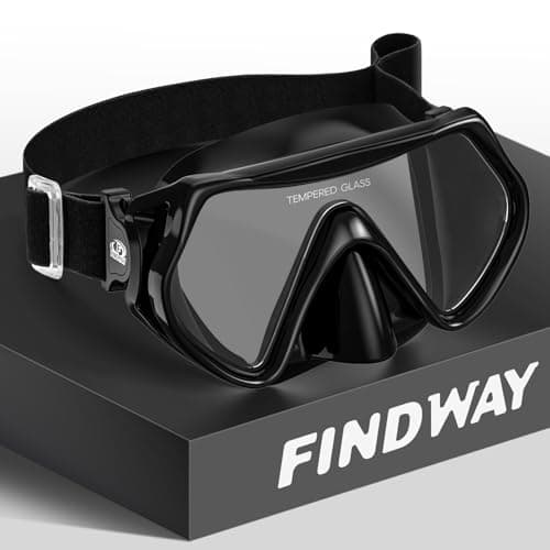 Findway Diving Mask with Elastic Fabric Strap, Snorkel Mask Adults with Nose Cover for Mens and Womens, Swimming Goggles with 180° Panoramic HD Tempered Glass Anti-fog Snorkelling Mask No Leak