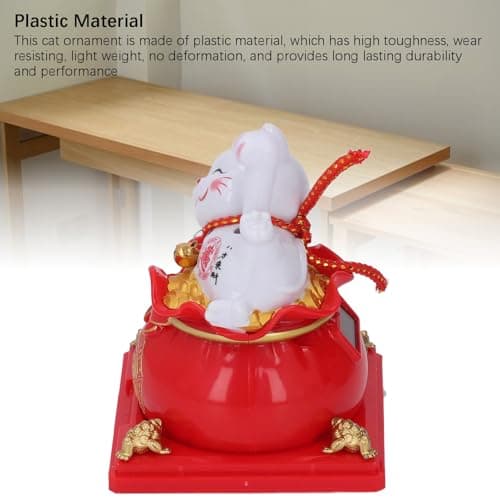 Phefop Solar Powered Lucky Cat Waving Arm (Red) — view 4