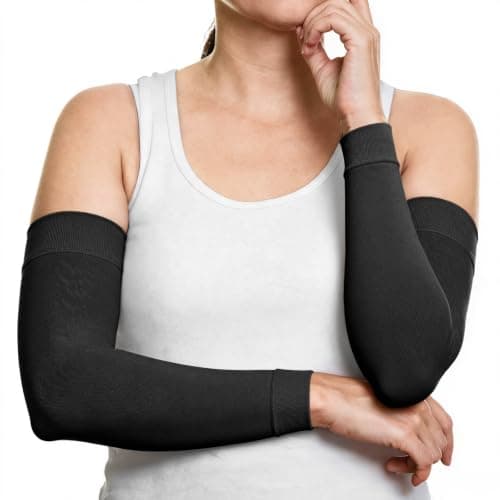 Ailaka Compression Sleeve Arm for Men & Women, 15-20 mmHg Graduated Support for Everyday Swelling, Muscle Fatigue & Active Recovery (BK, M)