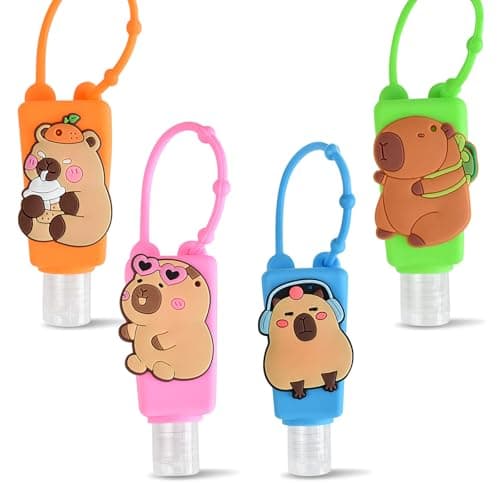 Ulife Mall 4 Pcs 30ml Refillable Travel Bottles Containers Empty Plastic Bottle with Silicone Case, Portable Leak Proof Flip Cap for Toiletries - Capybara