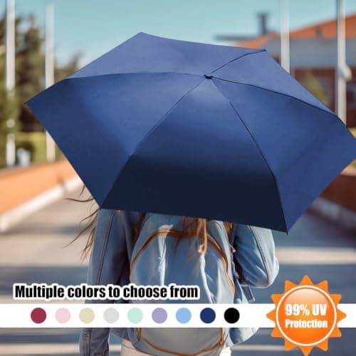 FANSEZQ Sun Umbrella, Mini Travel Umbrella With Case Small Compact Protection Sun Lightweight Tiny Pocket Umbrella — view 4