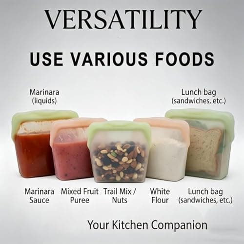 Everbag Silicone Storage, Reusable Silicone Food Storage Bags, BPA-Free Ziplock Food Storage Containers, Microwave, Dishwasher & Oven Safe (4PCS) — view 4