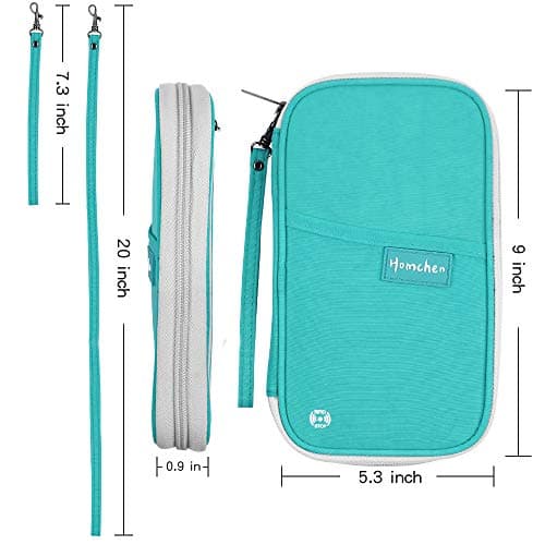 homchen RFID Blocking Travel Passport Wallet Holder, Document Organiser Case Credit Card Holders for Men and Women (RFID Lake Green) — view 4