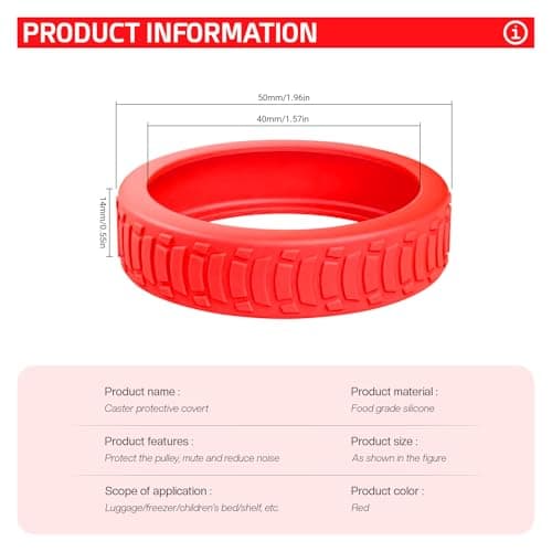 YMWALK 8 Pack Silicone Luggage Wheel Covers, Durable Anti-Scratch Travel Suitcase Wheel Protectors, Portable 2 Inch Luggage Spinner Wheel Covers Mute for Most Caster Wheels (Red) — view 2