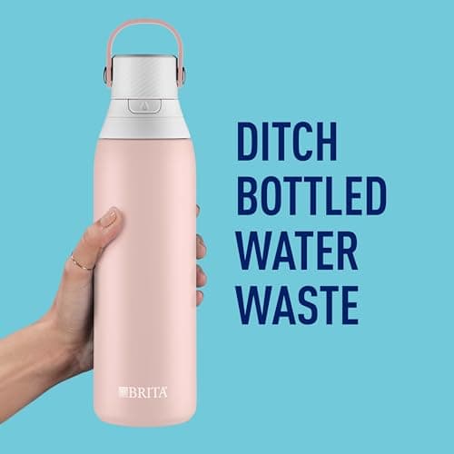 Brita Stainless Steel Water Bottle with Filter, 20 Ounce Premium Double Insulated Water Bottle, BPA Free, Rose — view 6